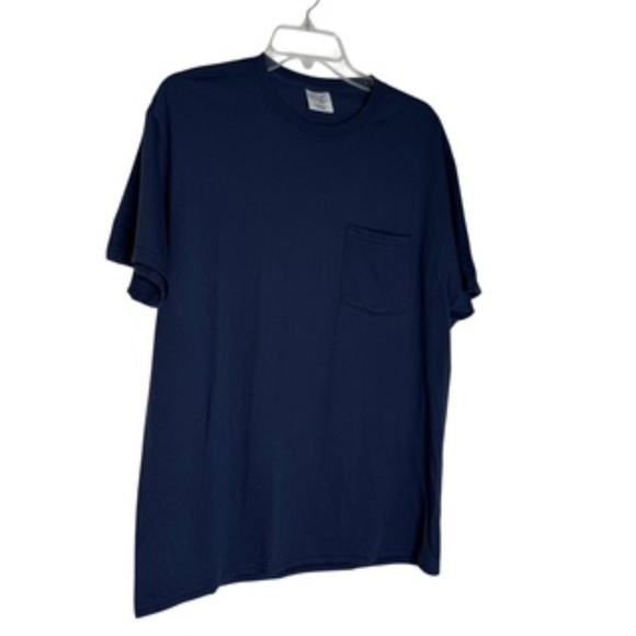 NWOT C Port & Co Navy Chest Pocket Round Neck Men's Short Sleeve Tee-shirt Sz L - Picture 5 of 8